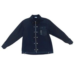 Dior Black Denim Jacket Zip/Button Closure Logo Pocket Sz Small